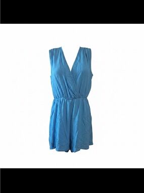 Zenana Outfitters Blue Sleeveless V-Neck Romper